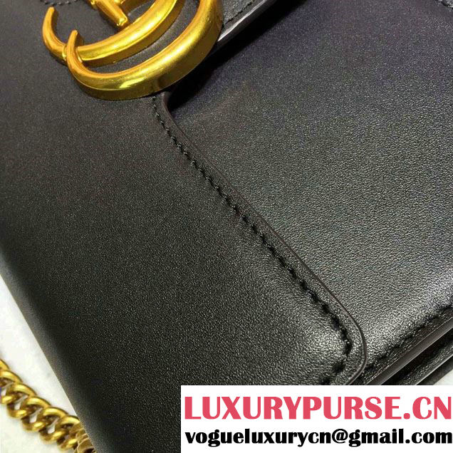 Gucci GG Marmont Leather Chain Shoulder Medium Bag 431777 Black 2016