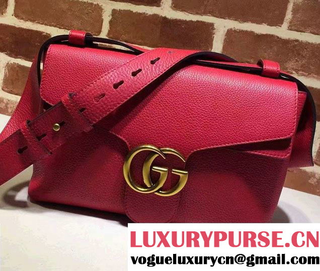 Gucci GG Marmont Leather Shoulder Medium Bag 401173 Red 2016