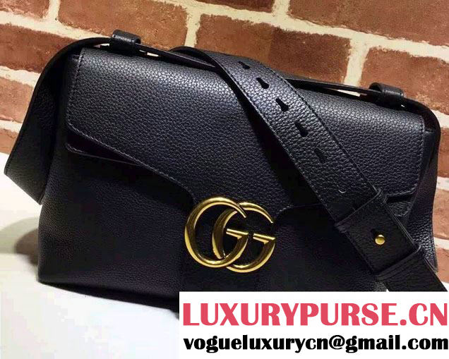 Gucci GG Marmont Leather Shoulder Medium Bag 401173 Black 2016