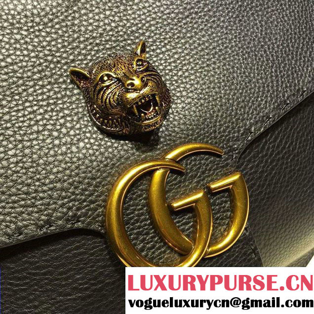 Gucci GG Marmont Leather Shoulder Medium Bag 409154 Black 2016