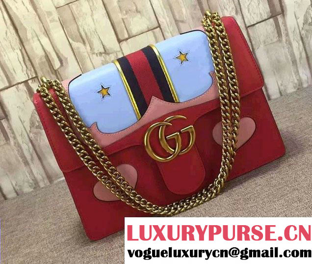 Gucci Heart And Mouth GG Marmont Leather Shoulder Bag 431382 Red 2016