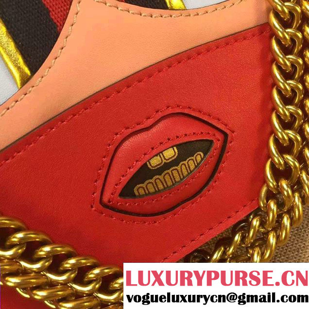 Gucci Heart And Mouth GG Marmont Leather Shoulder Bag 431382 Red 2016
