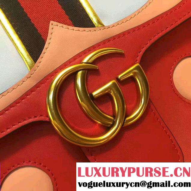 Gucci Heart And Mouth GG Marmont Leather Shoulder Bag 431382 Red 2016