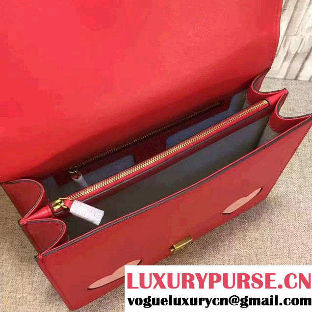 Gucci Heart And Mouth GG Marmont Leather Shoulder Bag 431382 Red 2016