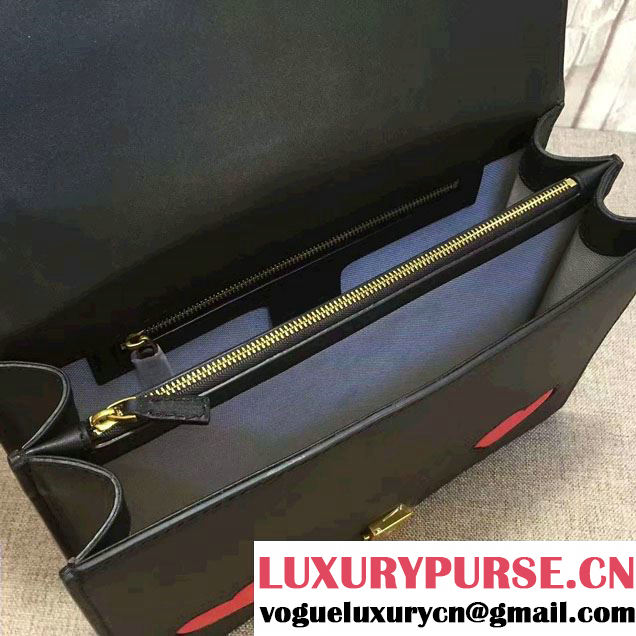 Gucci Heart And Mouth GG Marmont Leather Shoulder Bag 431382 Black 2016