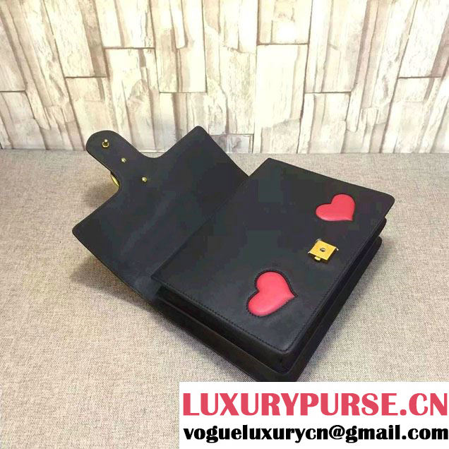 Gucci Heart And Mouth GG Marmont Leather Shoulder Bag 431382 Black 2016