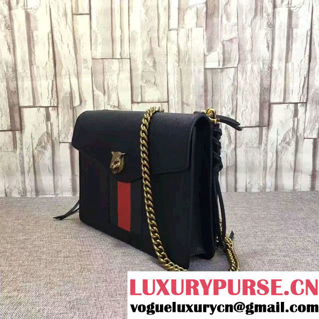 Gucci Animalier Leather Shoulder Medium Bag 431283 Black 2016