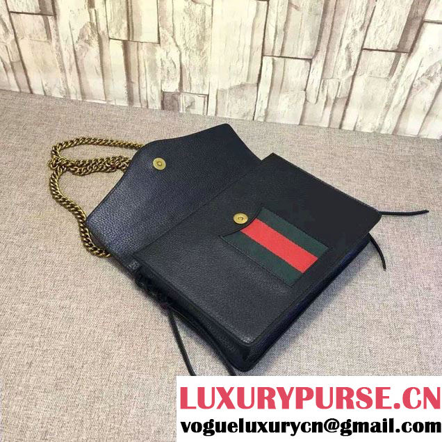 Gucci Animalier Leather Shoulder Medium Bag 431283 Black 2016