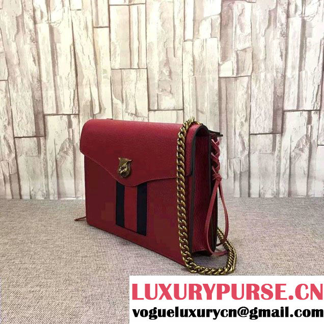 Gucci Animalier Leather Shoulder Medium Bag 431283 Red 2016