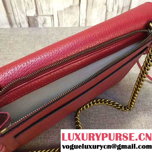 Gucci Animalier Leather Shoulder Medium Bag 431283 Red 2016