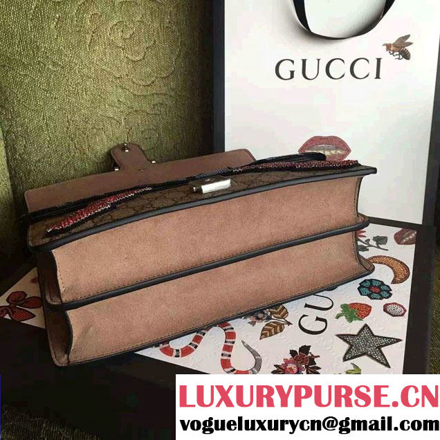 Gucci Sequins Mouth And Lightening Embroidered Dionysus GG Supreme Small Bag 400249 2016