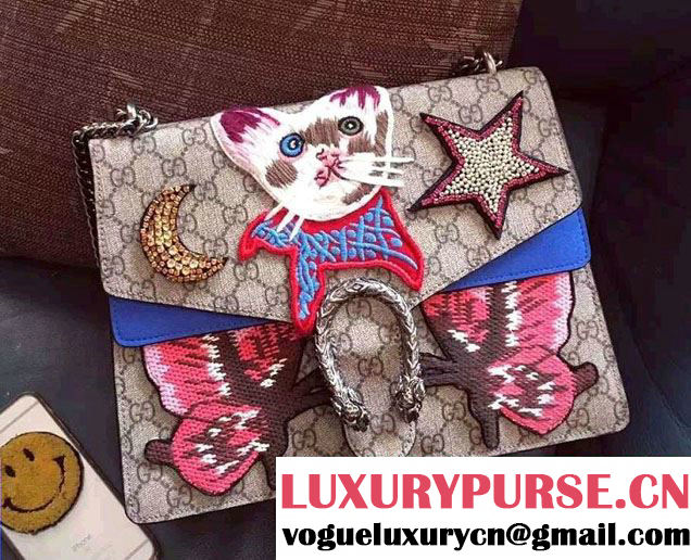 Gucci Cat and Butterfly Embroidered Dionysus GG Supreme Medium Bag 403348 2016