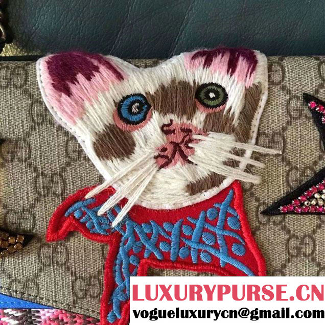 Gucci Cat and Butterfly Embroidered Dionysus GG Supreme Medium Bag 403348 2016