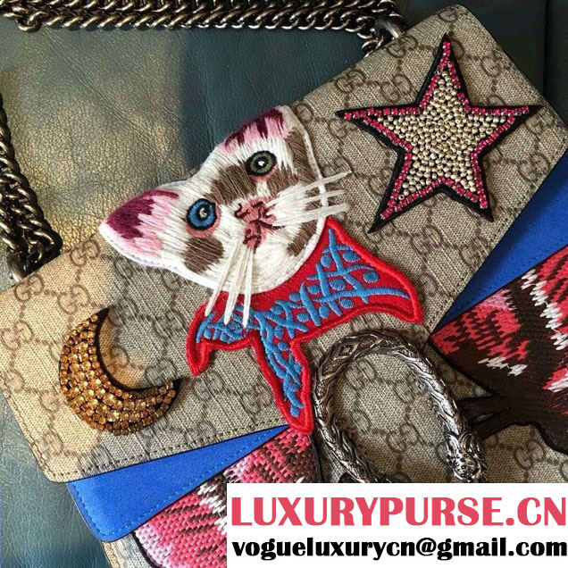 Gucci Cat and Butterfly Embroidered Dionysus GG Supreme Medium Bag 403348 2016