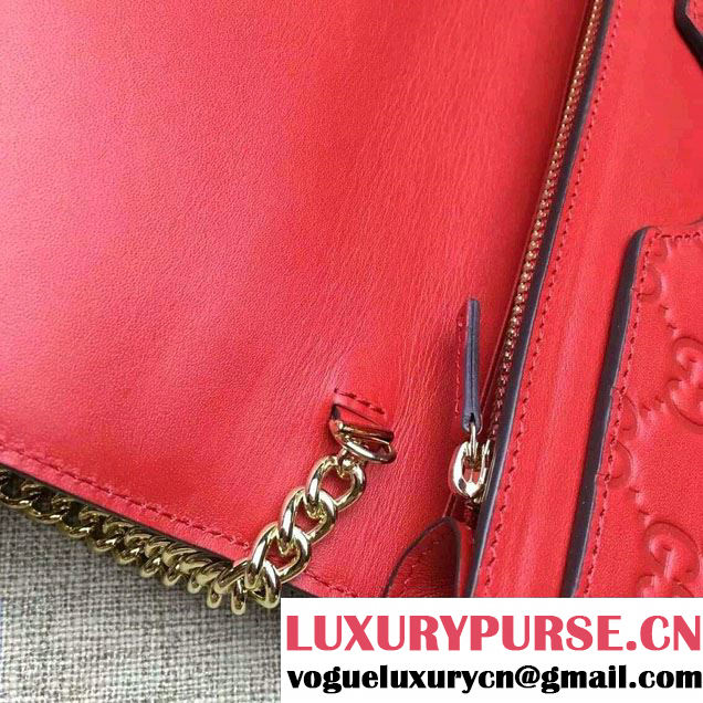 Gucci Signature Leather Mini Flap Bag 431408 Red 2016