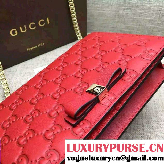 Gucci Signature Leather Mini Flap Bag 431408 Red 2016
