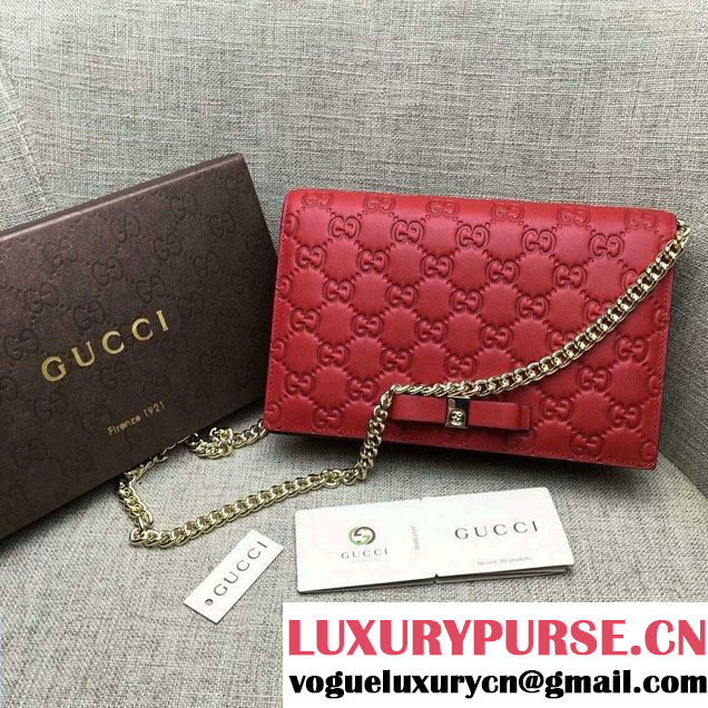Gucci Signature Leather Mini Flap Bag 431408 Red 2016