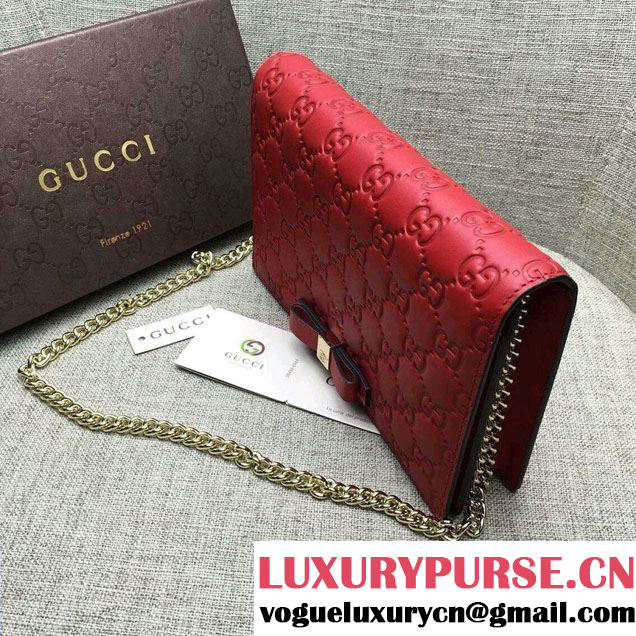 Gucci Signature Leather Mini Flap Bag 431408 Red 2016