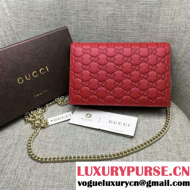 Gucci Signature Leather Mini Flap Bag 431408 Red 2016