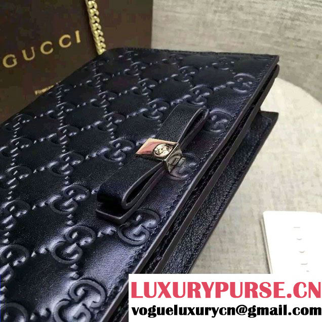 Gucci Signature Leather Mini Flap Bag 431408 Black 2016