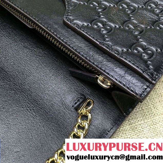 Gucci Signature Leather Mini Flap Bag 431408 Black 2016