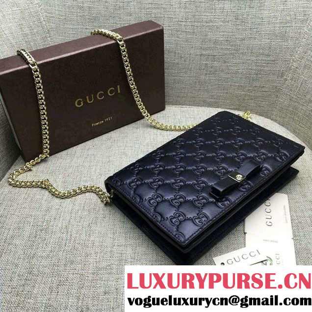 Gucci Signature Leather Mini Flap Bag 431408 Black 2016