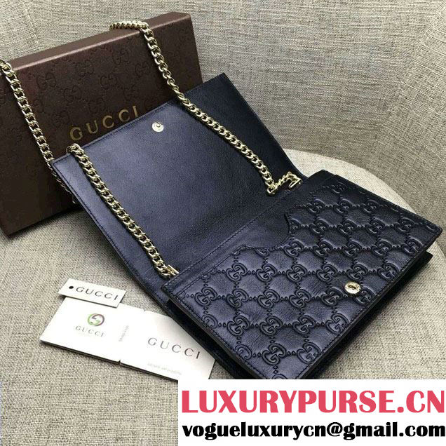 Gucci Signature Leather Mini Flap Bag 431408 Black 2016
