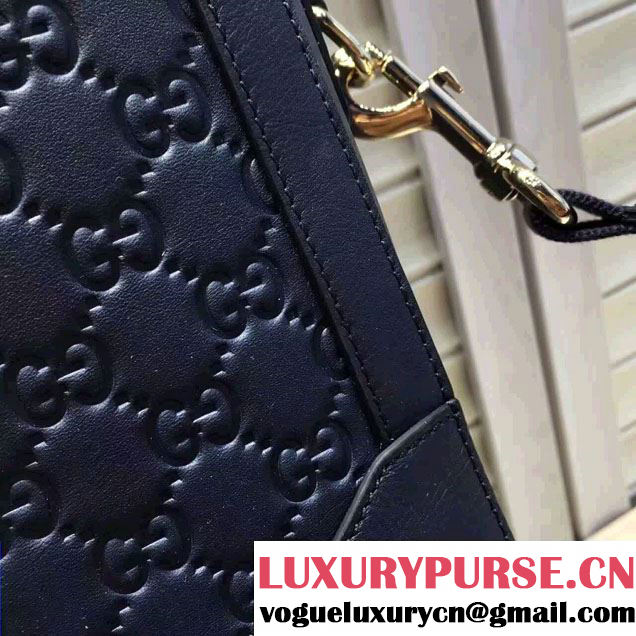 Gucci Signature Leather Briefcase Bag 406384 Blue 2016