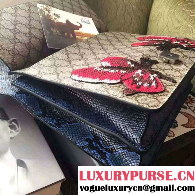 Gucci Lotus and Sequins Heart Embroidered Dionysus GG Supreme Medium Bag 400235/403348 2016