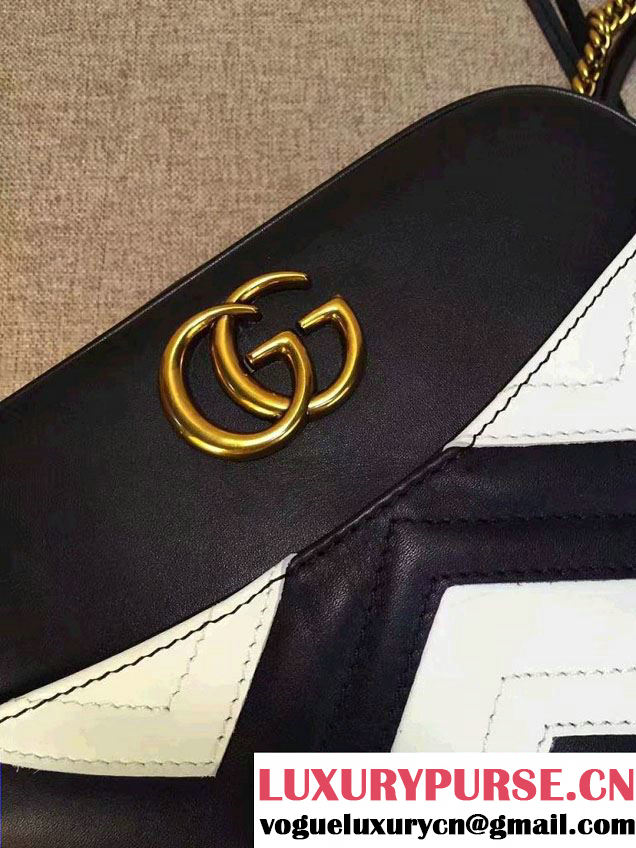 Gucci GG Marmont Matelassé Chevron Shoulder Medium Bag 443499 Black/White 2016