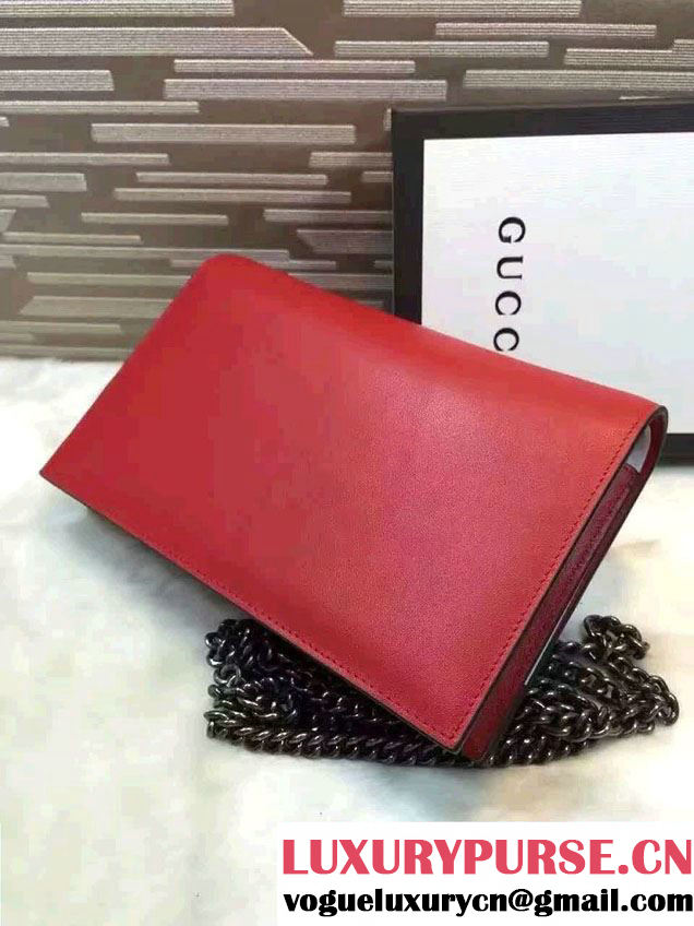 Gucci XL Leather Mini Chain Shoulder Bag 421850 Red 2016