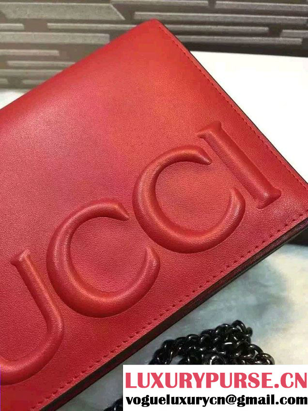 Gucci XL Leather Mini Chain Shoulder Bag 421850 Red 2016