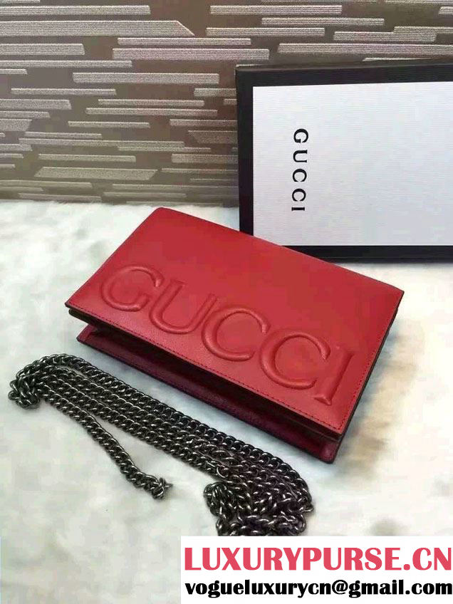 Gucci XL Leather Mini Chain Shoulder Bag 421850 Red 2016