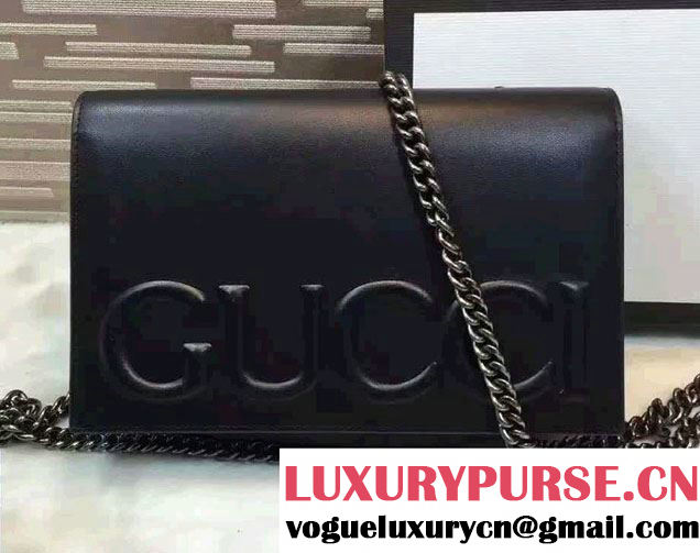 Gucci XL Leather Mini Chain Shoulder Bag 421850 Black 2016