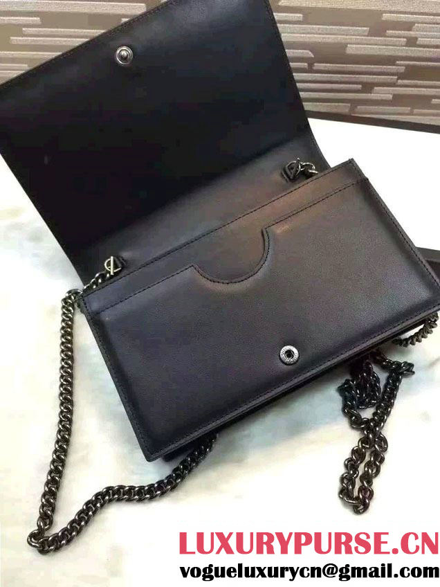 Gucci XL Leather Mini Chain Shoulder Bag 421850 Black 2016