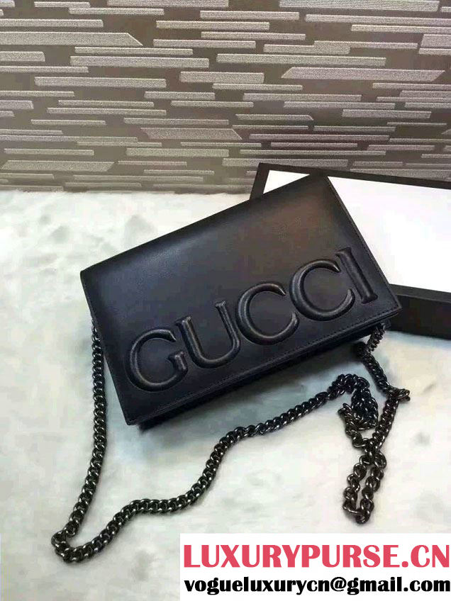 Gucci XL Leather Mini Chain Shoulder Bag 421850 Black 2016