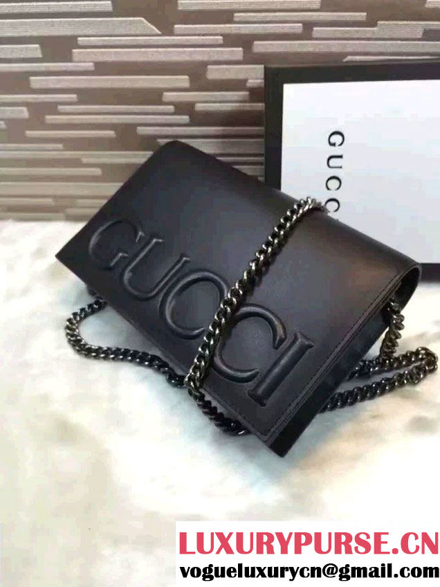 Gucci XL Leather Mini Chain Shoulder Bag 421850 Black 2016