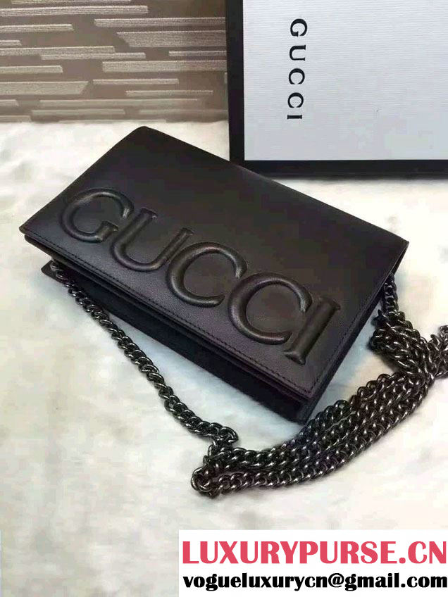 Gucci XL Leather Mini Chain Shoulder Bag 421850 Black 2016
