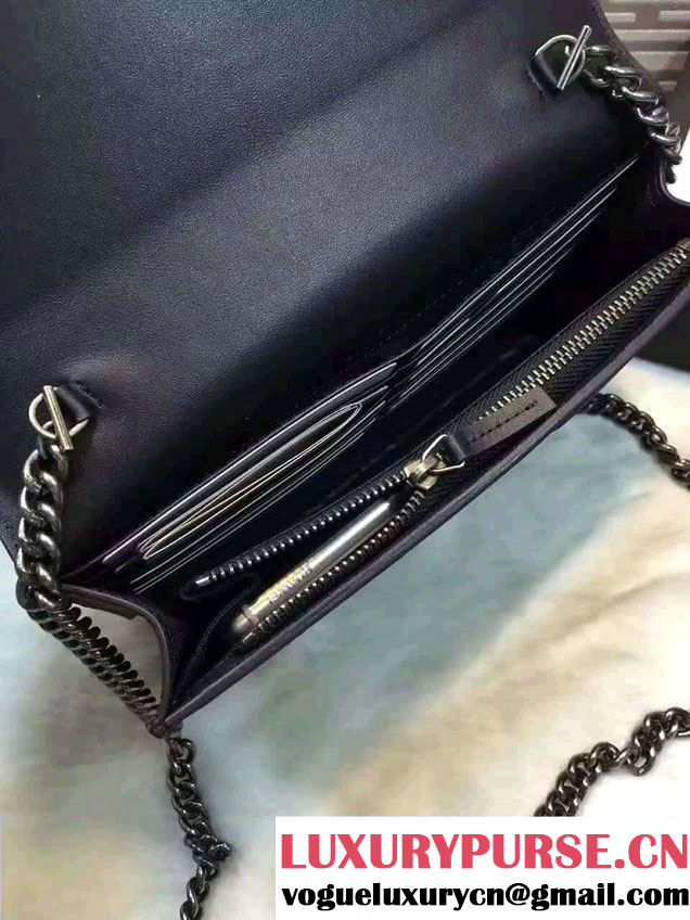 Gucci XL Leather Mini Chain Shoulder Bag 421850 Black 2016