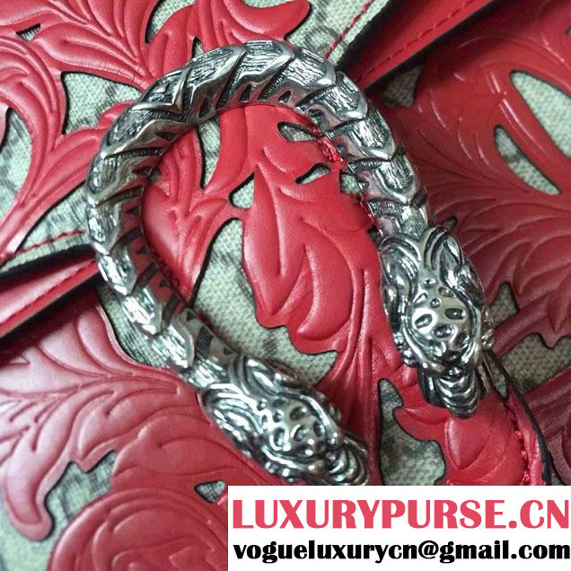Gucci Dionysus Arabesque GG Supreme and Leather Shoulder Medium Bag 400235 Red 2016