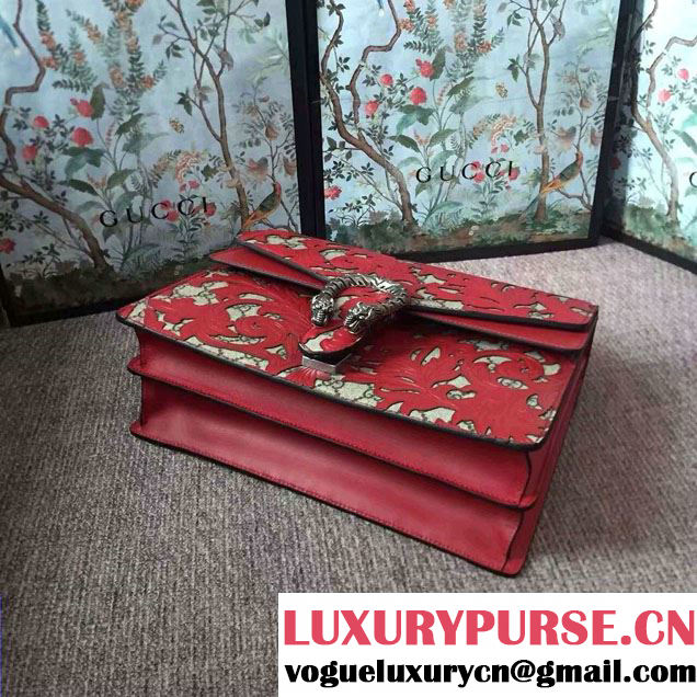 Gucci Dionysus Arabesque GG Supreme and Leather Shoulder Medium Bag 400235 Red 2016
