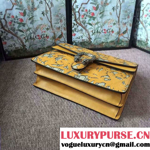 Gucci Dionysus Arabesque GG Supreme and Leather Shoulder Medium Bag 400235 Yellow 2016