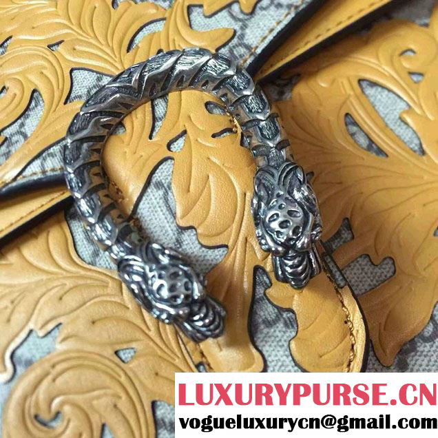 Gucci Dionysus Arabesque GG Supreme and Leather Shoulder Medium Bag 400235 Yellow 2016