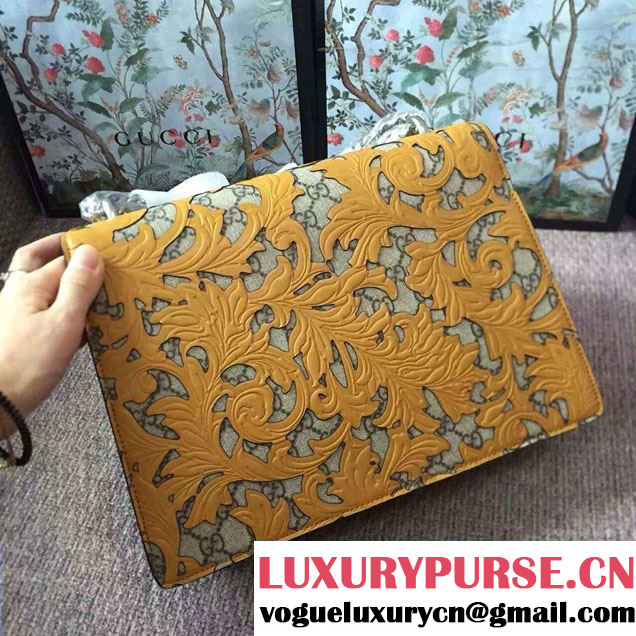 Gucci Dionysus Arabesque GG Supreme and Leather Shoulder Medium Bag 400235 Yellow 2016