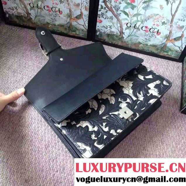 Gucci Dionysus Arabesque GG Supreme and Leather Shoulder Small Bag 400249 Black 2016