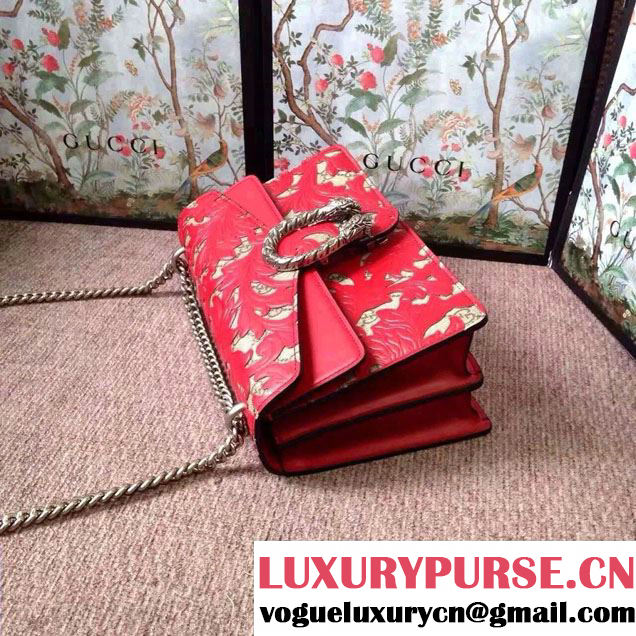 Gucci Dionysus Arabesque GG Supreme and Leather Shoulder Small Bag 400249 Red 2016