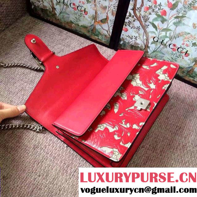Gucci Dionysus Arabesque GG Supreme and Leather Shoulder Small Bag 400249 Red 2016