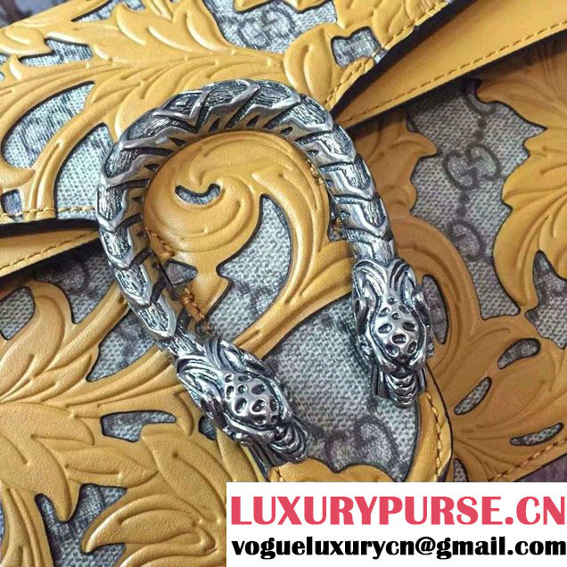 Gucci Dionysus Arabesque GG Supreme and Leather Shoulder Small Bag 400249 Yellow 2016