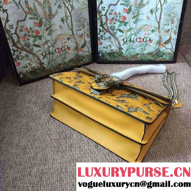 Gucci Dionysus Arabesque GG Supreme and Leather Shoulder Small Bag 400249 Yellow 2016