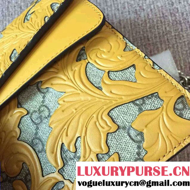Gucci Dionysus Arabesque GG Supreme and Leather Shoulder Small Bag 400249 Yellow 2016